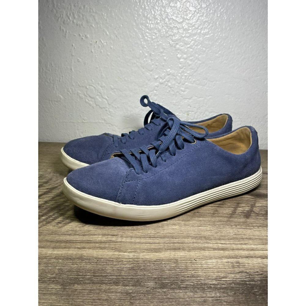 COLE HAAN GRAND 0S WOMENS BLUE SUEDE LACE UP LOW TOP WALKING SNEAKERS 9.5 B